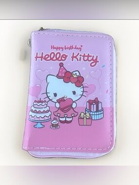 Hello Kitty Pink Happy Birthday Zip Wallet Coin Purse